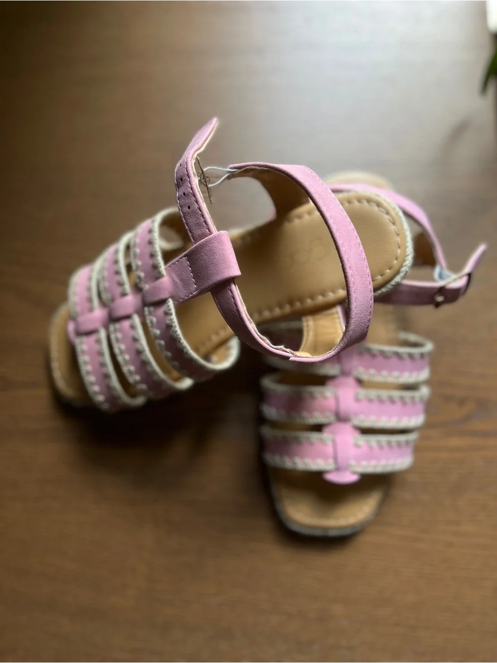 Sugar Girls Pink Braided Espadrille Sandals with Buckle